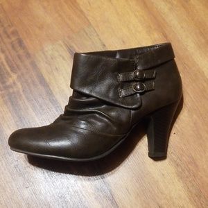 Brown leather booties